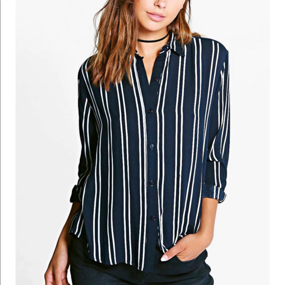 Pinstriped button down shirt